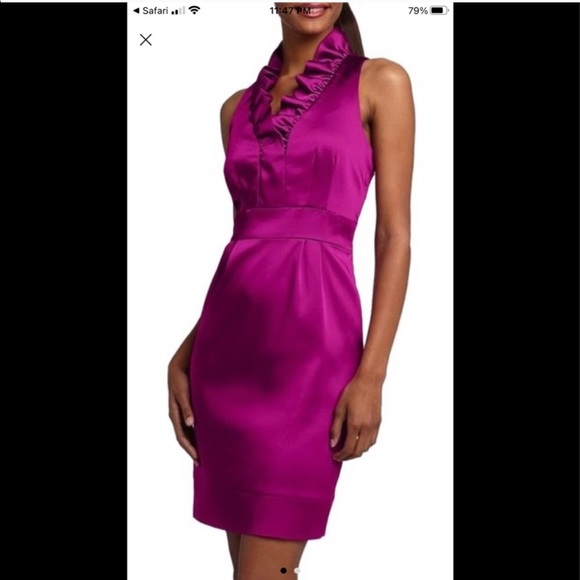 Taylor fuchsia ruffle halter dress - Picture 6 of 16